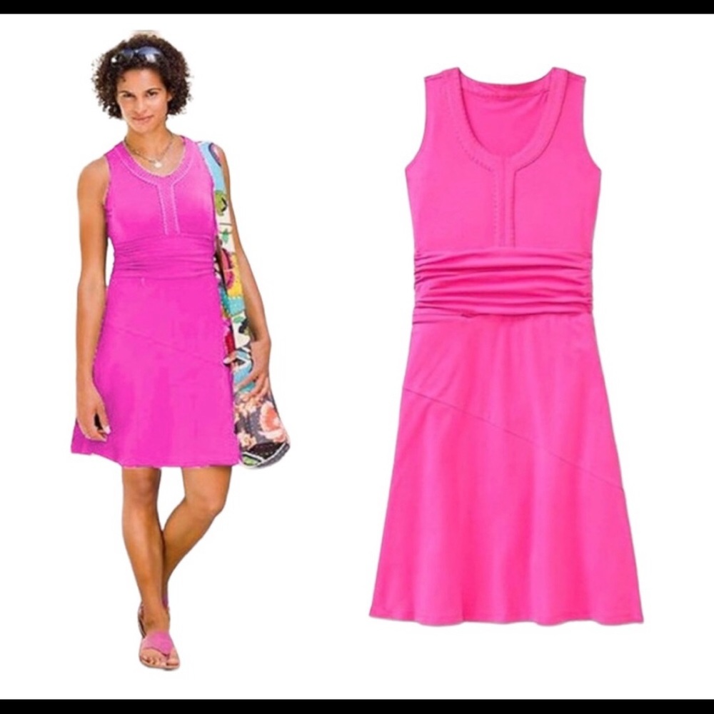 ATHLETA Katniss Hot Pink Cotton Tennis dress, Medium, with a hidden zip pocket